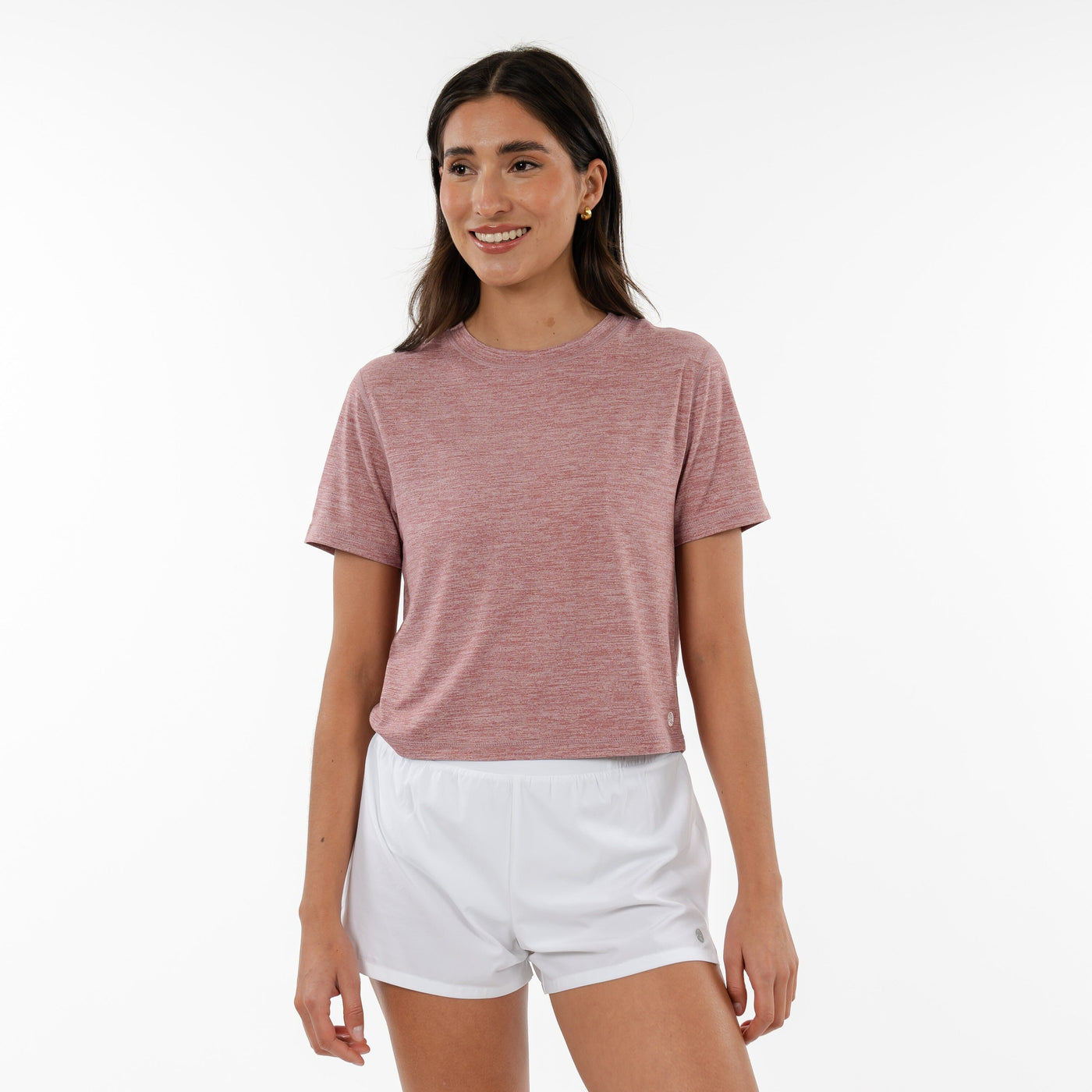 Drift Performance Crop Tee | Heather - Red Card Red/White