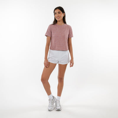 Drift Performance Crop Tee | Heather - Red Card Red/White