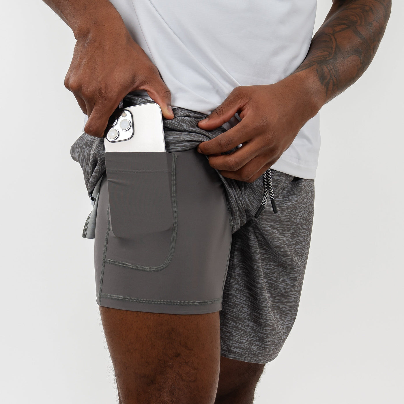 Grit Gym Short | The Haste Heather - Thunder Grey/Charcoal Grey