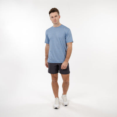 Blitz Tech Tee | Heather - Vintage Blue/White