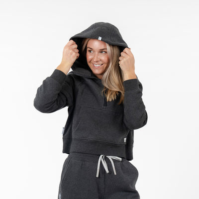 Clarity Half-Zip Hoodie | Heather - Midnight Black