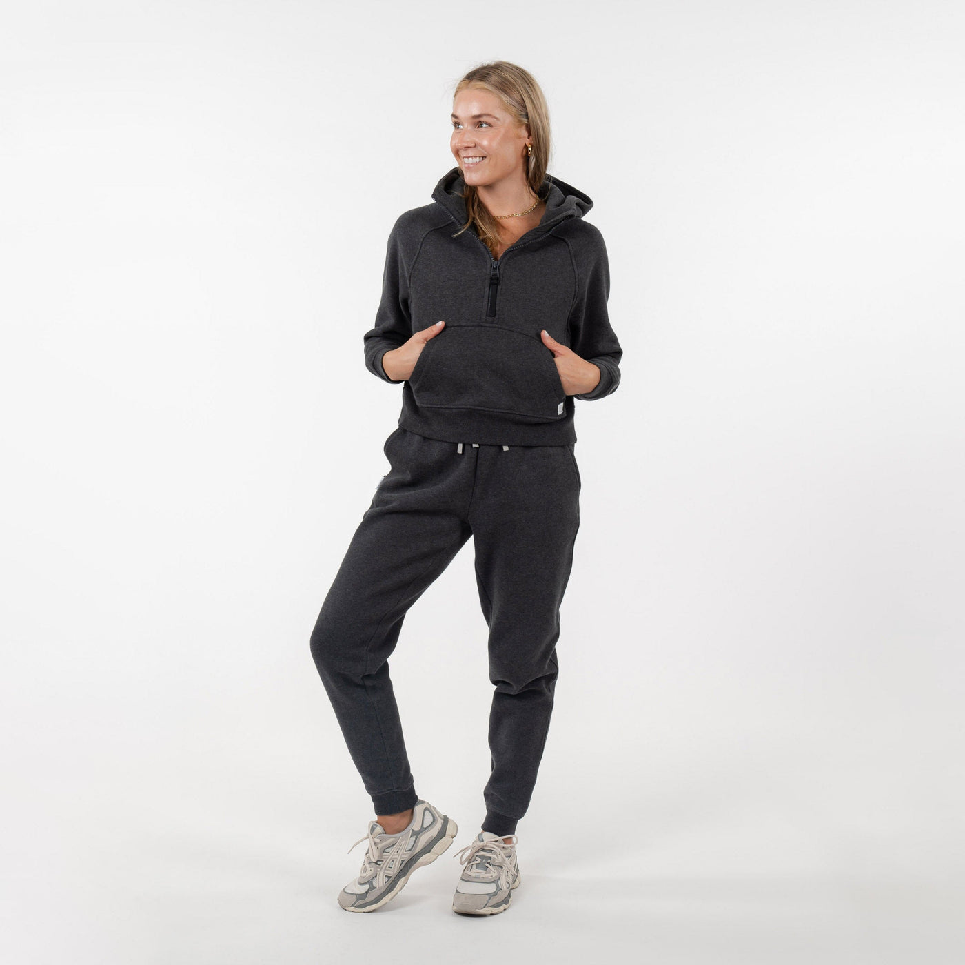 Clarity Half-Zip Hoodie | Heather - Midnight Black