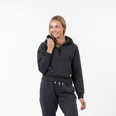 Clarity Half-Zip Hoodie | Heather - Midnight Black