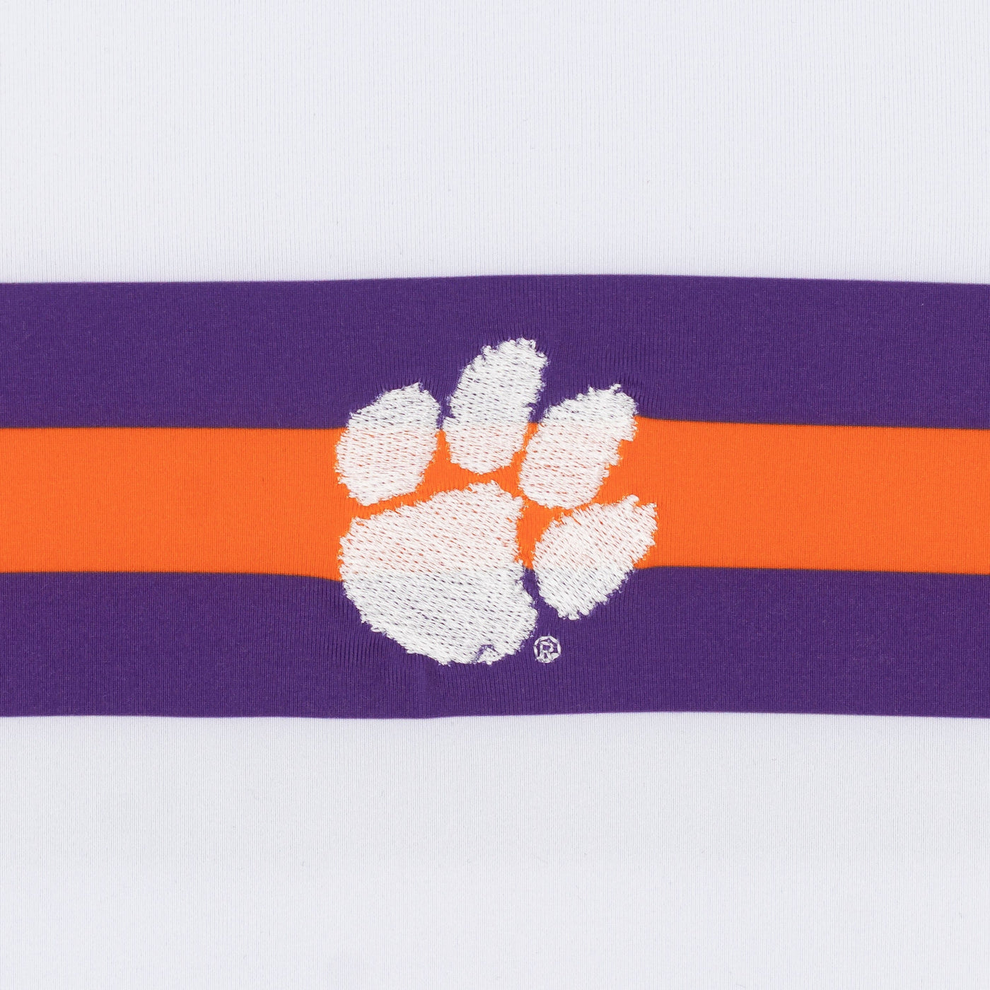 Clemson Helmet Stripe Collegiate Q-Zip | The Clemson Helmet Stripe - White/Plum Purple