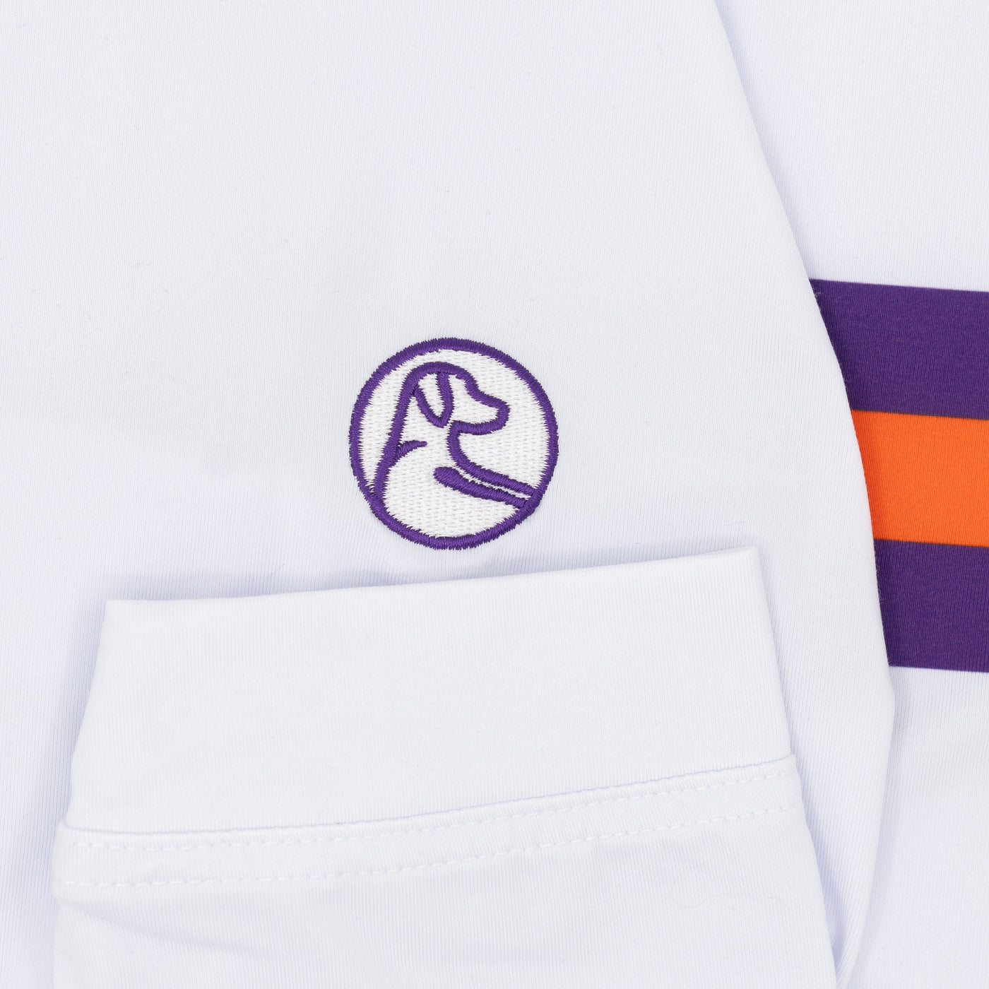 Clemson Helmet Stripe Collegiate Q-Zip | The Clemson Helmet Stripe - White/Plum Purple
