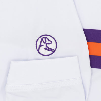 Clemson Helmet Stripe Collegiate Q-Zip | The Clemson Helmet Stripe - White/Plum Purple