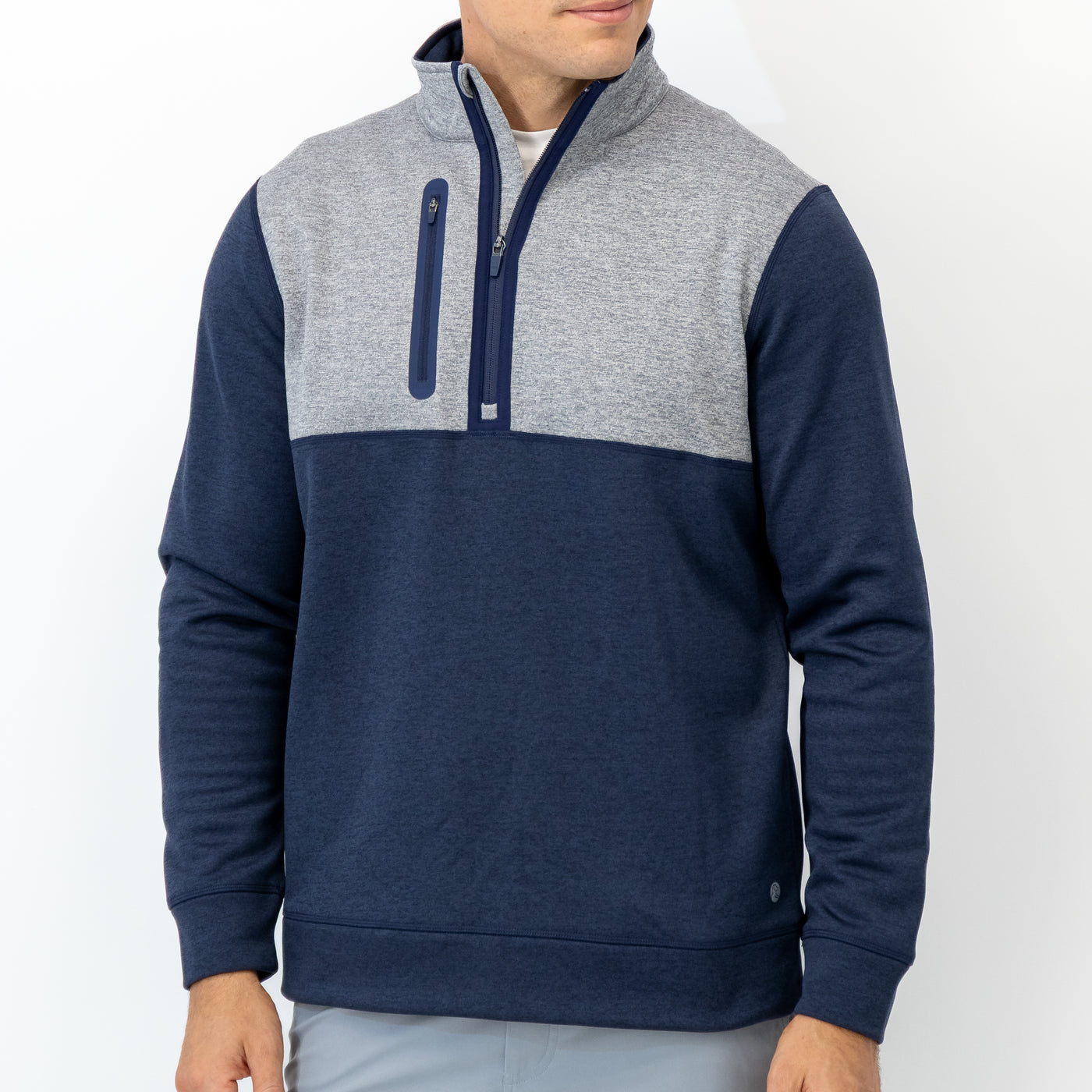 Knoll Performance Half-Zip | The Colorblock - Boulder Grey/Fleet Navy
