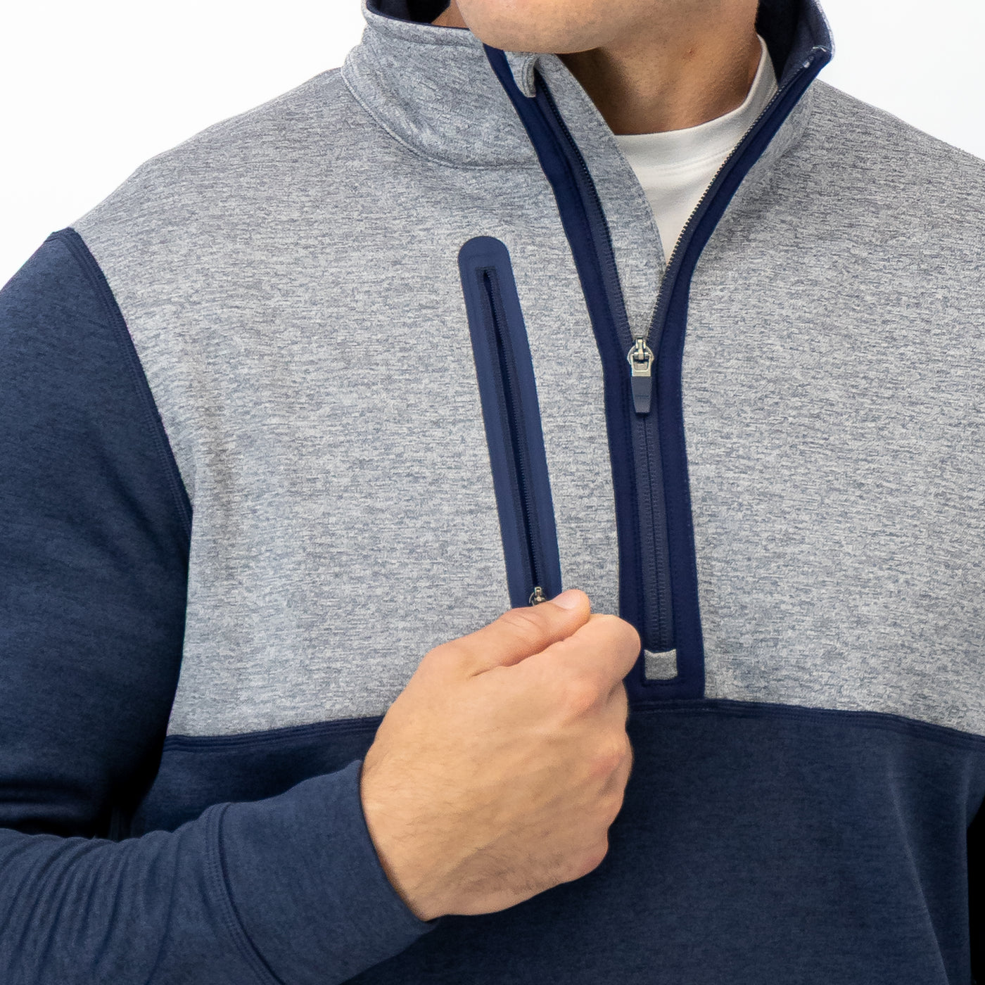 Knoll Performance Half-Zip | The Colorblock - Boulder Grey/Fleet Navy