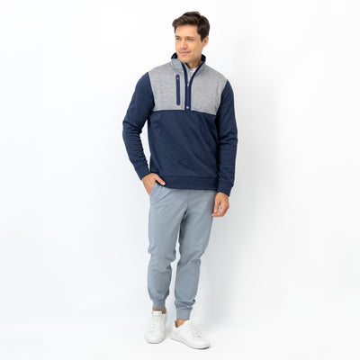 Knoll Performance Half-Zip | The Colorblock - Boulder Grey/Fleet Navy