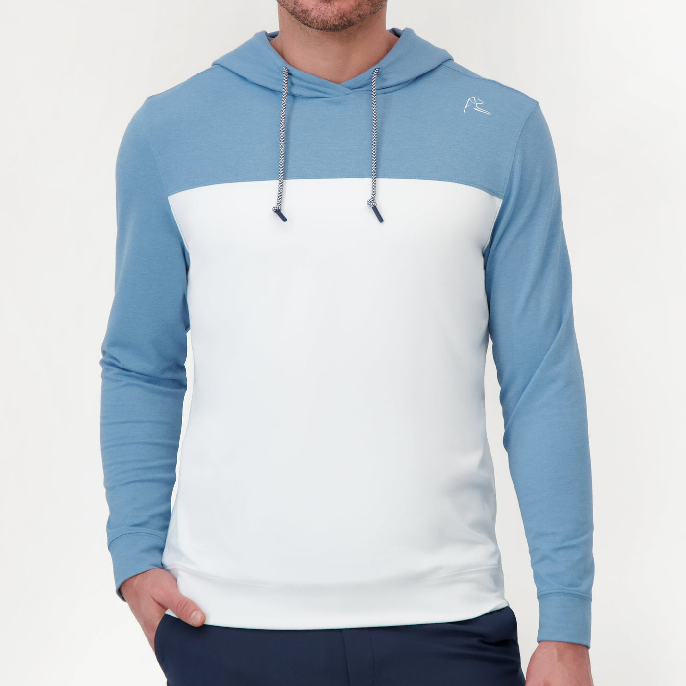 Hesi Performance Hoodie | Colorblock - Cadet Blue/White
