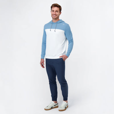 Hesi Performance Hoodie | Colorblock - Cadet Blue/White