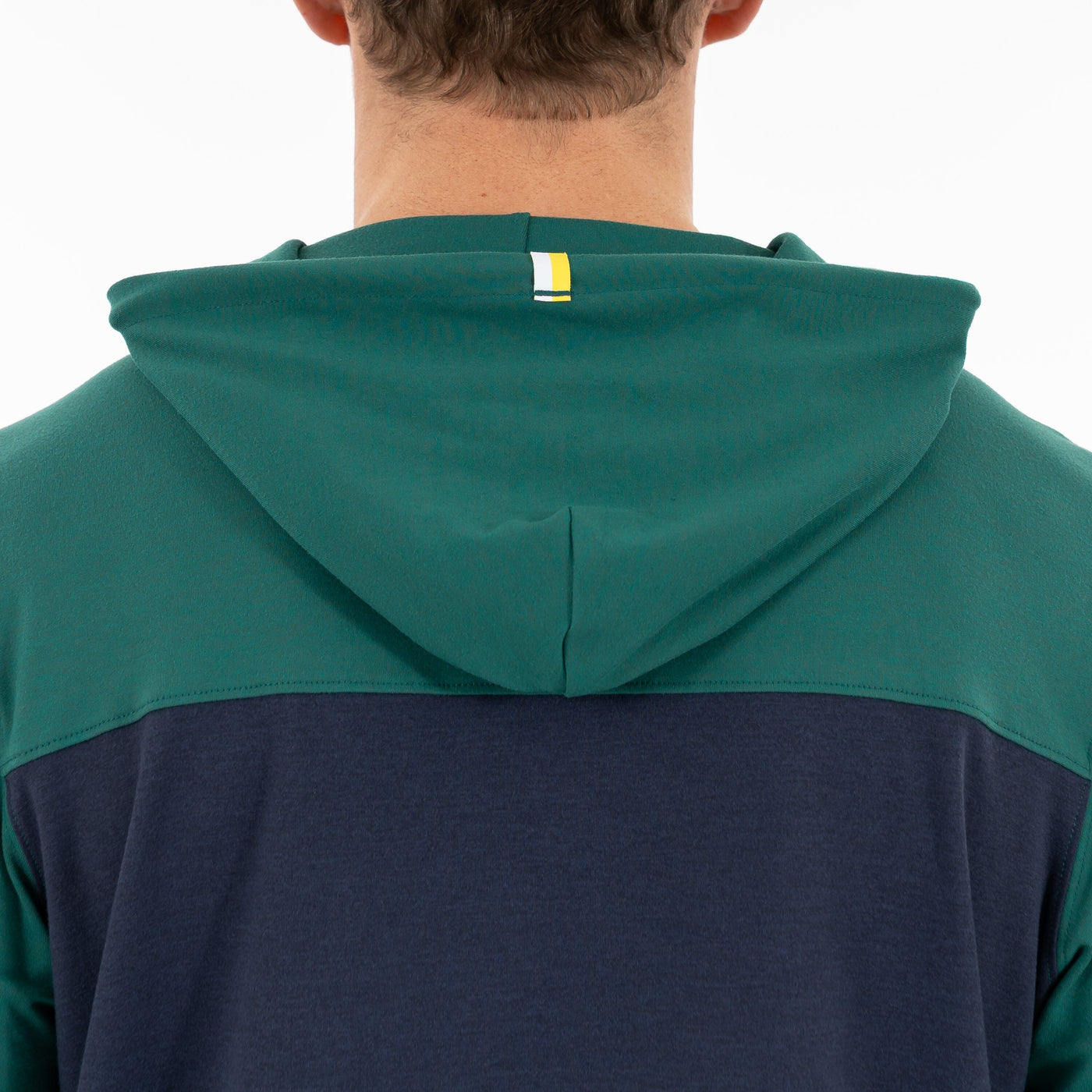 Hesi Performance Hoodie | Colorblock - Fairway Green/Fleet Navy - Sun Yellow