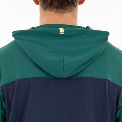 Hesi Performance Hoodie | Colorblock - Fairway Green/Fleet Navy - Sun Yellow