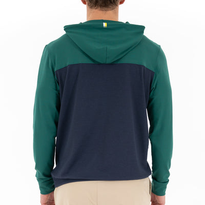 Hesi Performance Hoodie | Colorblock - Fairway Green/Fleet Navy - Sun Yellow
