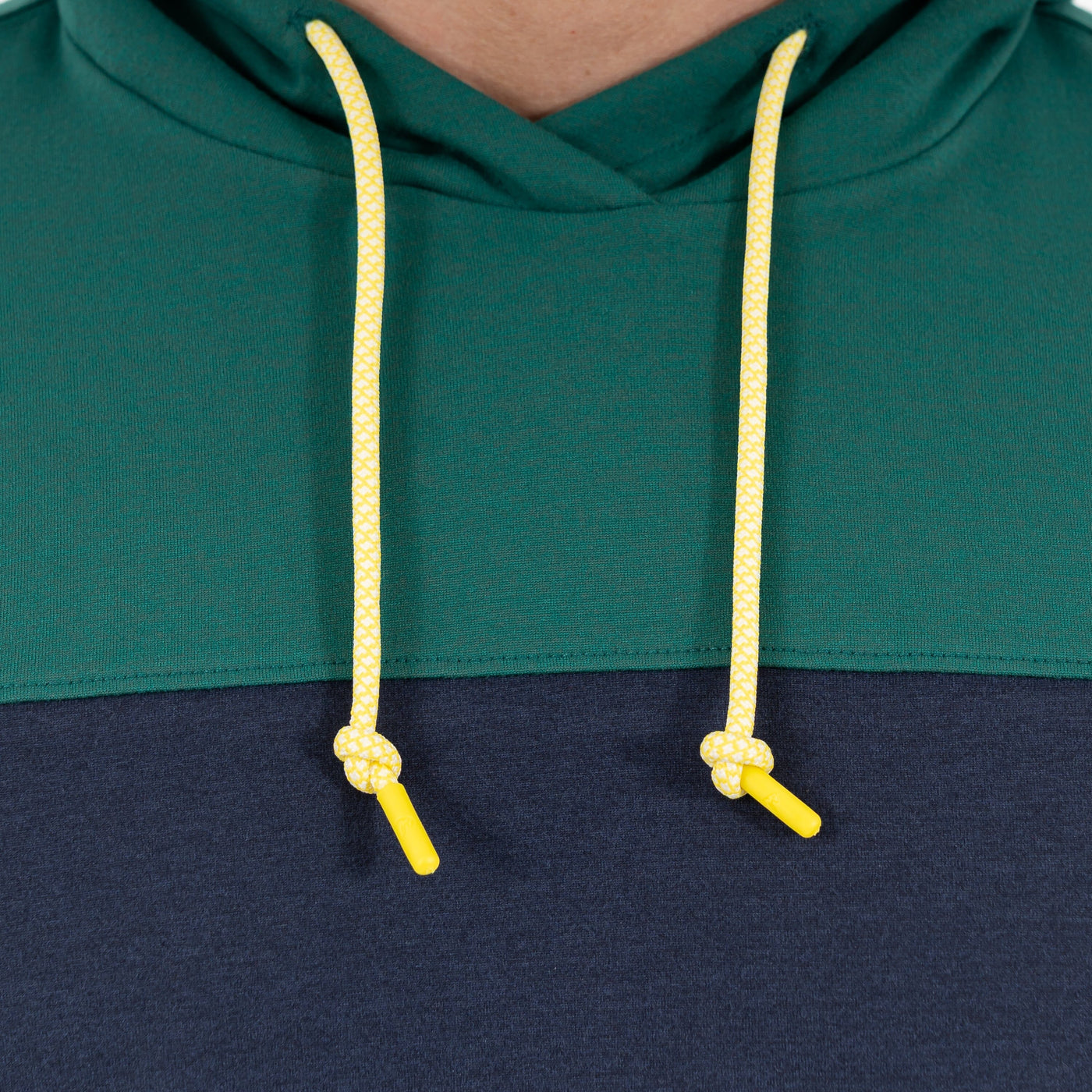 Hesi Performance Hoodie | Colorblock - Fairway Green/Fleet Navy - Sun Yellow