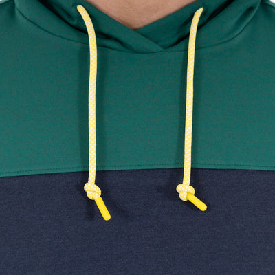 Hesi Performance Hoodie | Colorblock - Fairway Green/Fleet Navy - Sun Yellow