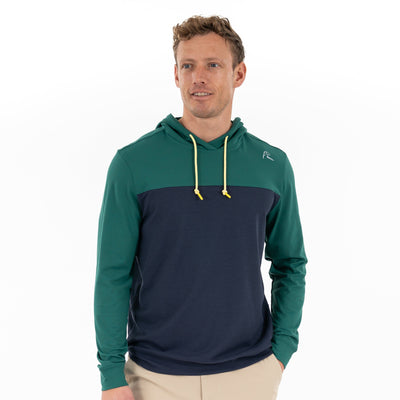 Hesi Performance Hoodie | Colorblock - Fairway Green/Fleet Navy - Sun Yellow