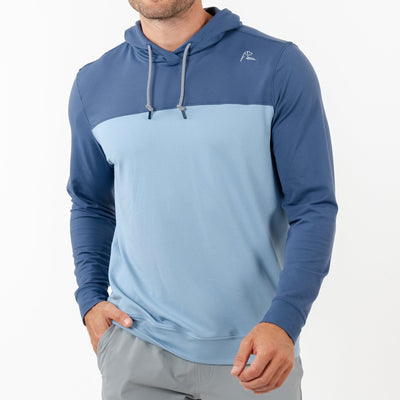 Hesi Performance Hoodie | Colorblock - Slate Blue/Ice Pick Blue