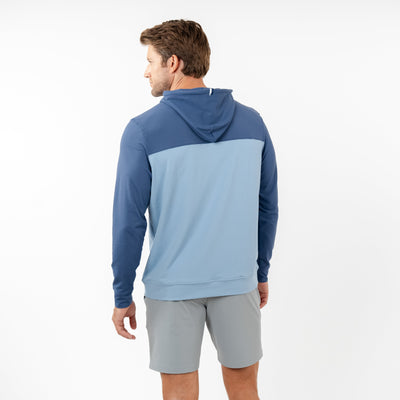 Hesi Performance Hoodie | Colorblock - Slate Blue/Ice Pick Blue