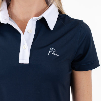 Cornelia Stripe Performance Polo | The Cornelia Stripe - Fleet Navy/Dogwood Pink