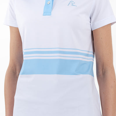 Cornelia Stripe Performance Polo | The Cornelia Stripe - White/Pure Blue