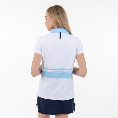Cornelia Stripe Performance Polo | The Cornelia Stripe - White/Pure Blue