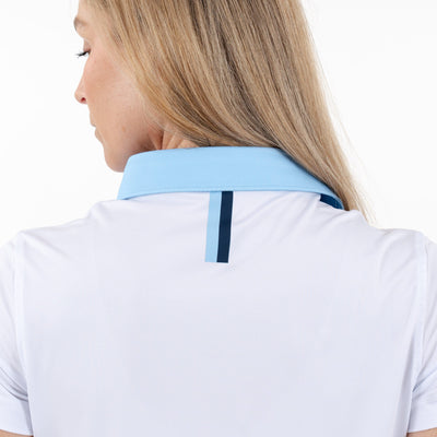 Cornelia Stripe Performance Polo | The Cornelia Stripe - White/Pure Blue