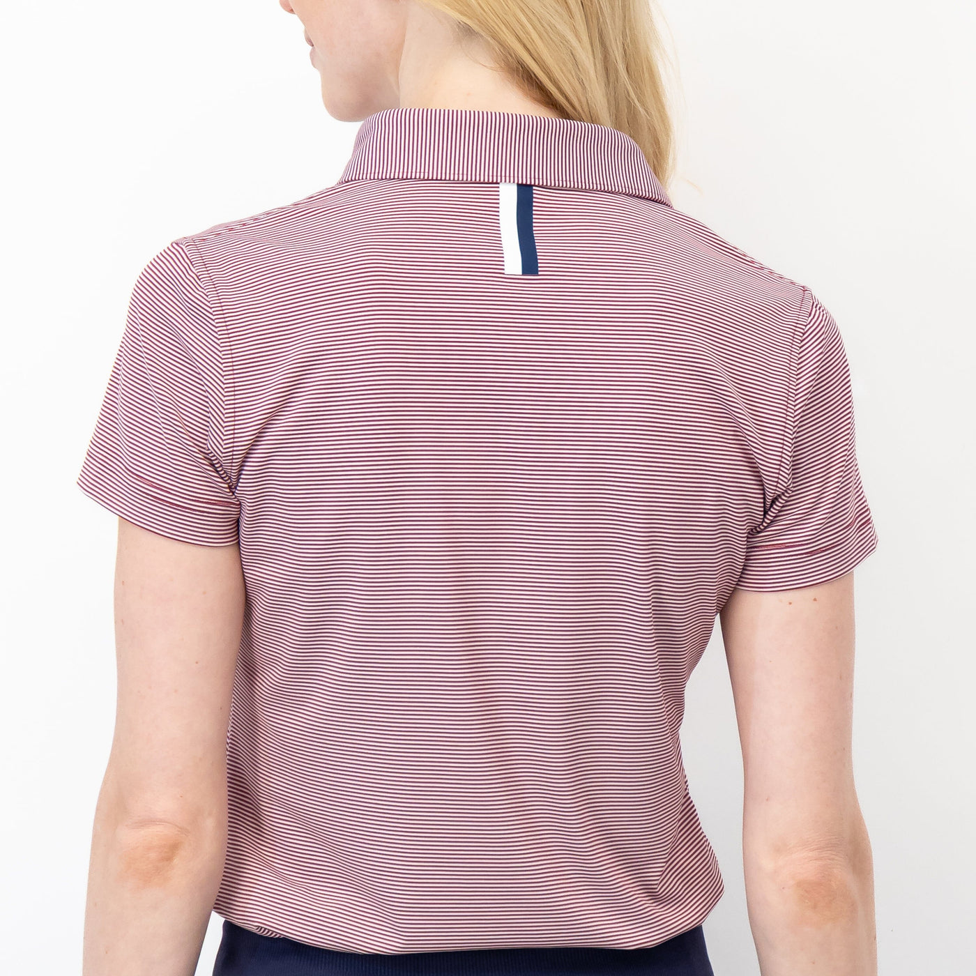 Crispy Stripe Performance Polo | The Crispy Stripe - Barn Red/White