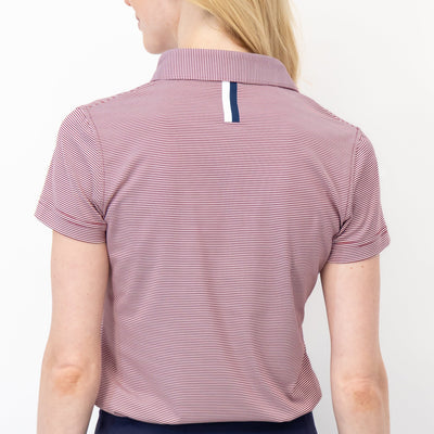 Crispy Stripe Performance Polo | The Crispy Stripe - Barn Red/White