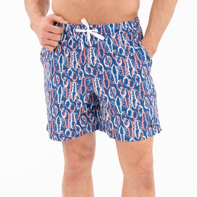 Medley Swim Trunk | The Crusher - Deep Blue/Washed Red