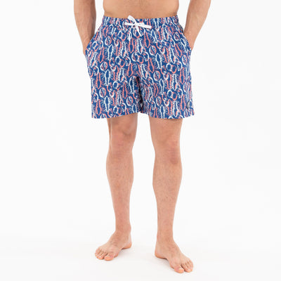 Medley Swim Trunk | The Crusher - Deep Blue/Washed Red