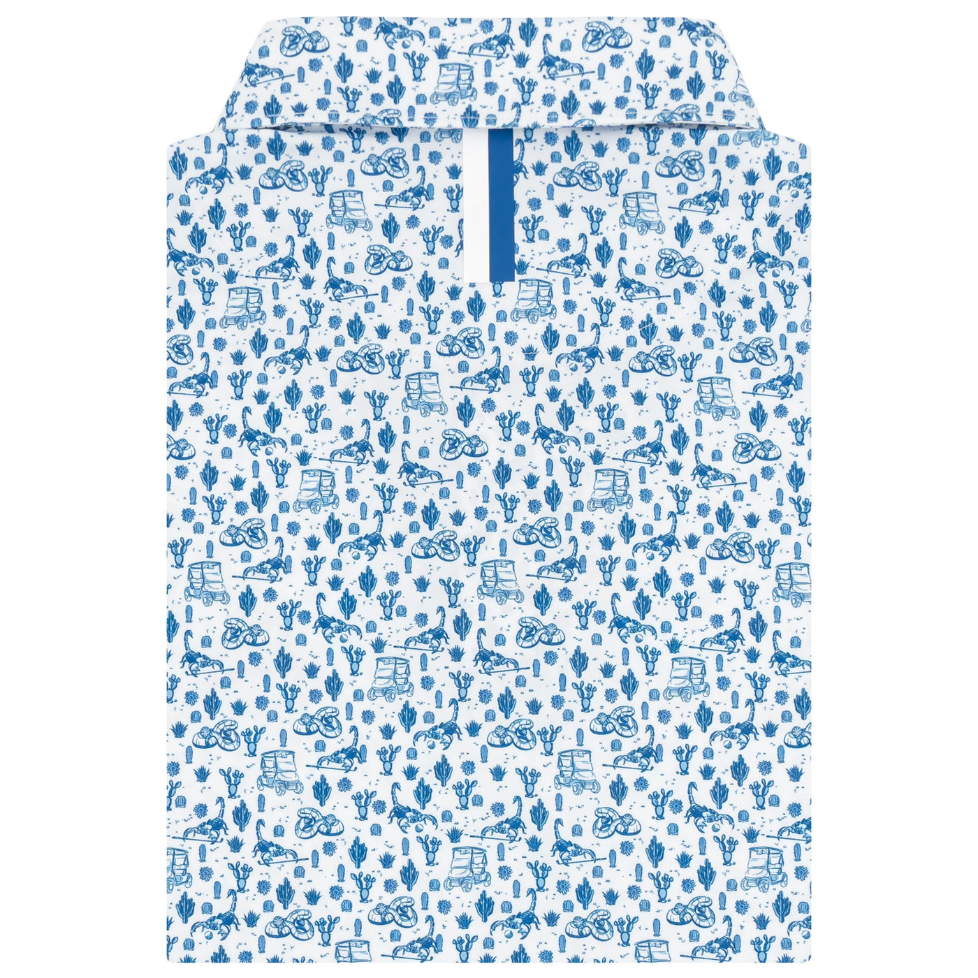 The Desert Stinger | Performance Polo | The Desert Stinger - White/Short Stop Blue