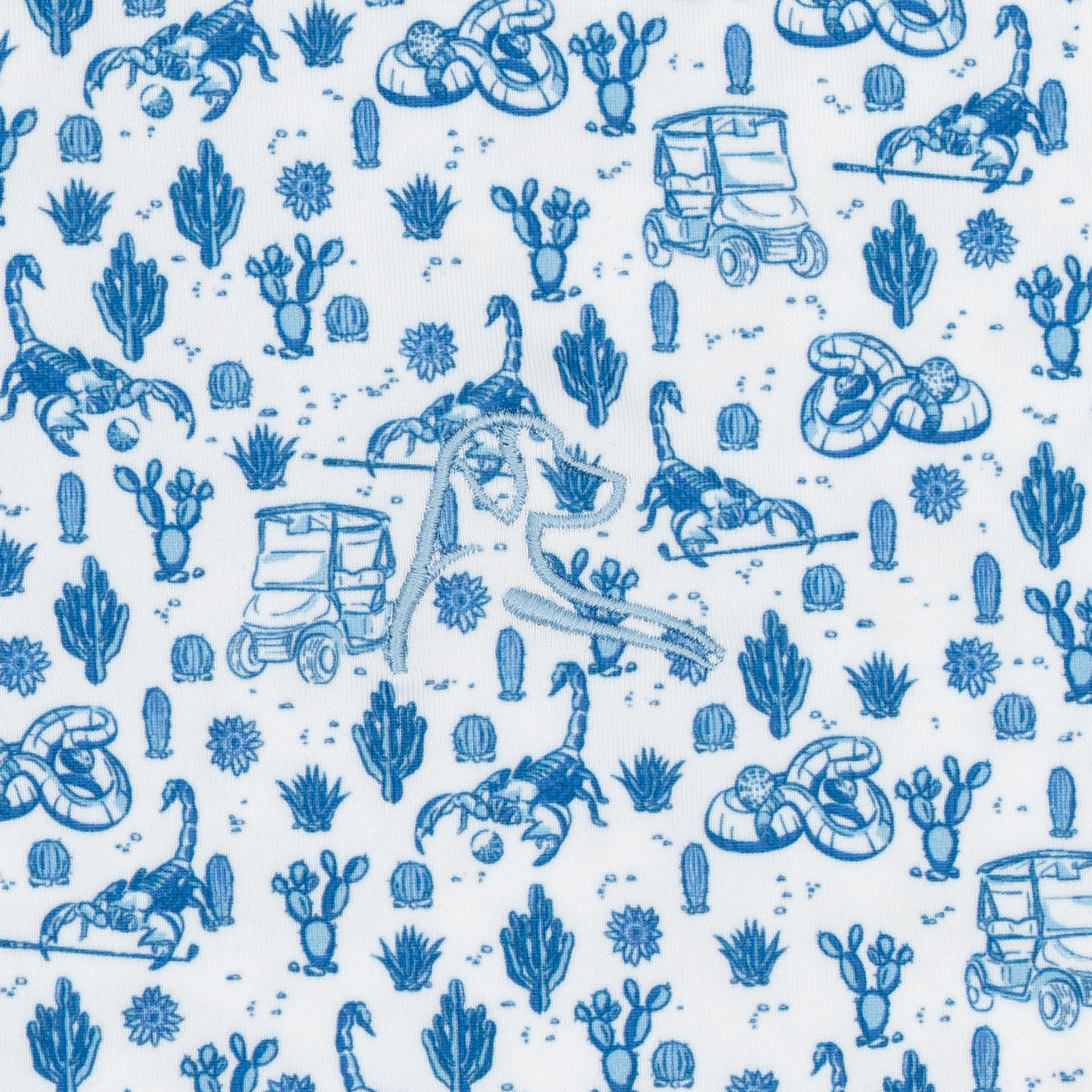 The Desert Stinger | Performance Polo | The Desert Stinger - White/Short Stop Blue