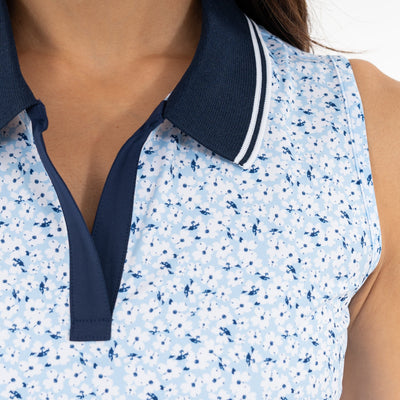 Brooke Sleeveless Performance Polo | The Dogwood 2.0 - Pure Blue/White