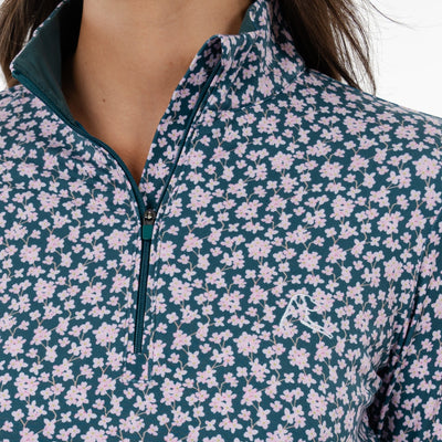 The Pink Dogwood Performance Q-Zip | The Pink Dogwood - Rainforest Green