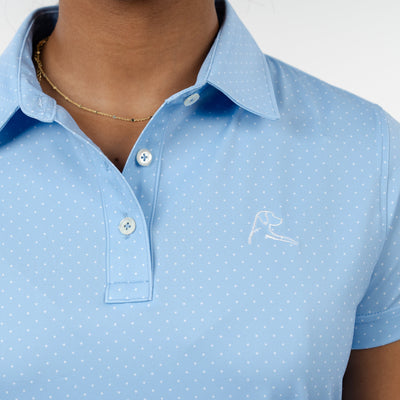 The Dime Dot Performance Polo | The Dime Dot - Baby Blue/White