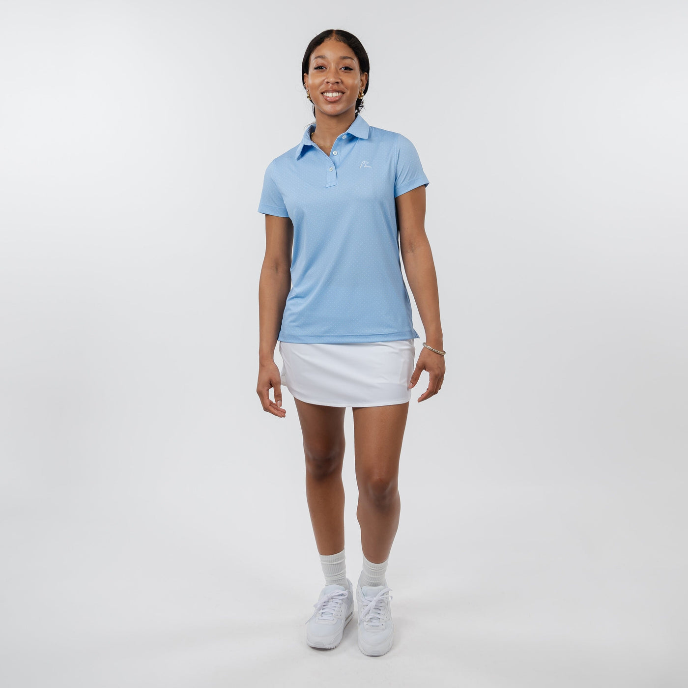 The Dime Dot Performance Polo | The Dime Dot - Baby Blue/White