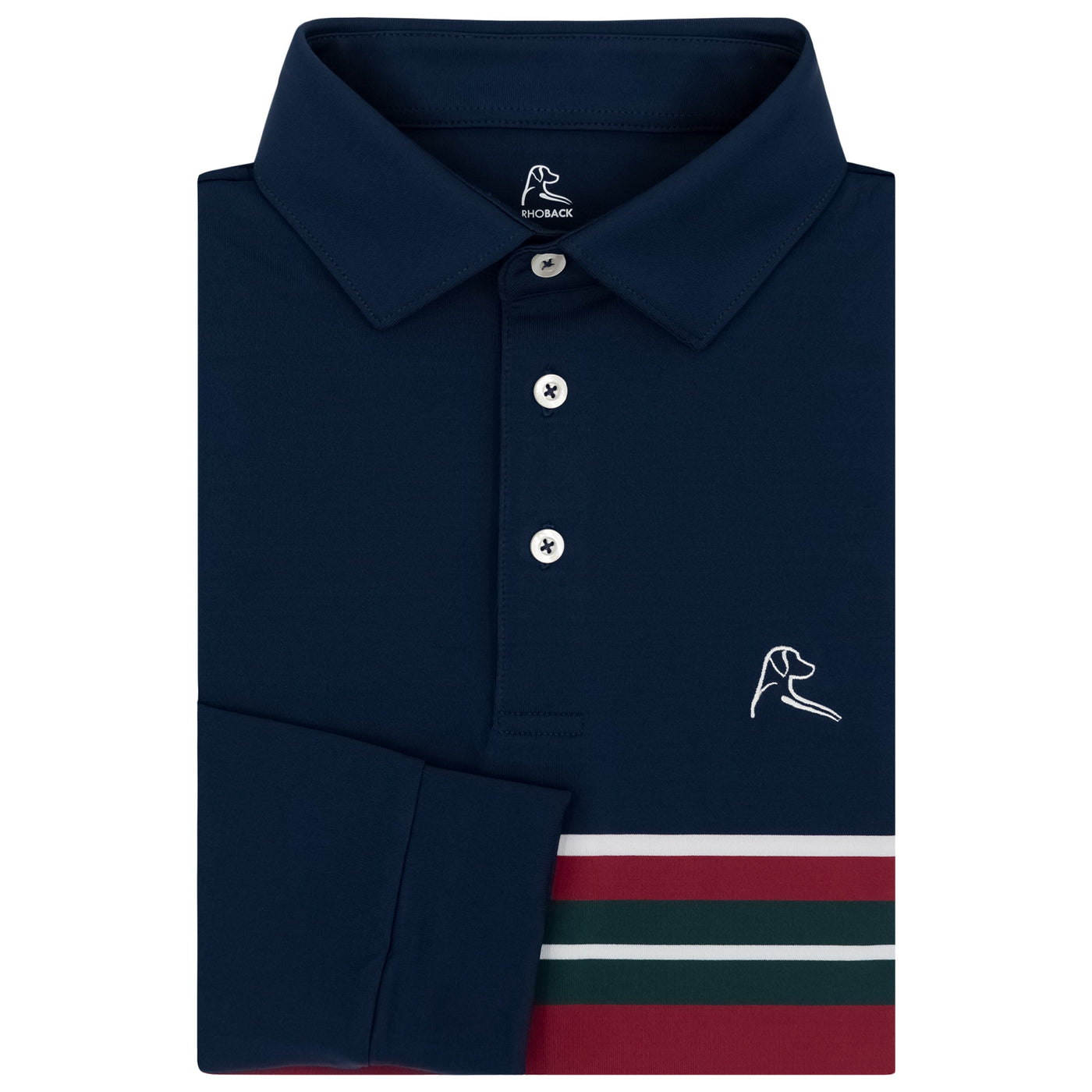The Emmet Block | Long Sleeve Performance Polo | The Emmet Block - Ponderosa Green/Fleet Navy