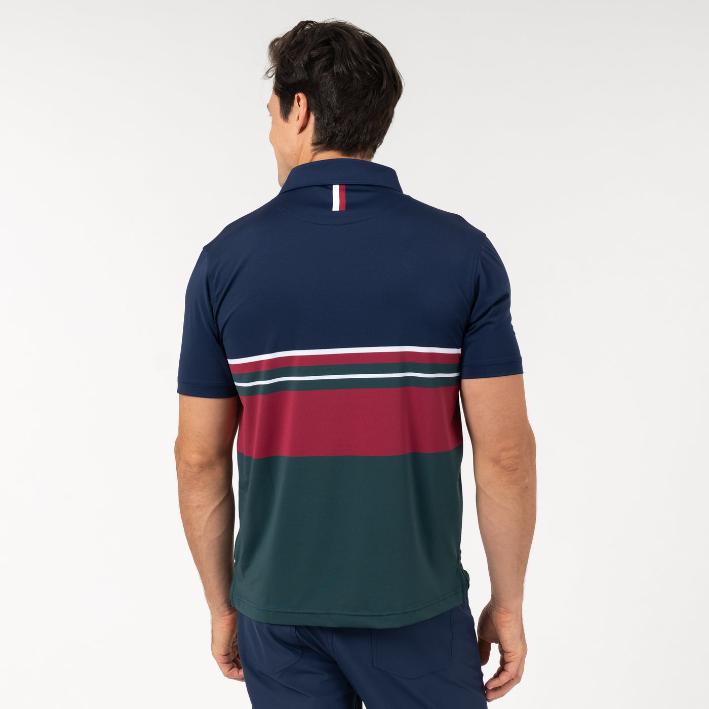 The Emmet Block | Performance Polo | The Emmet Block - Ponderosa Green/Fleet Navy