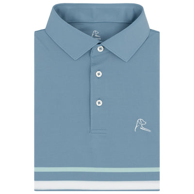 The Emmet Block | Performance Polo | The Emmet Block - White/Cadet Blue