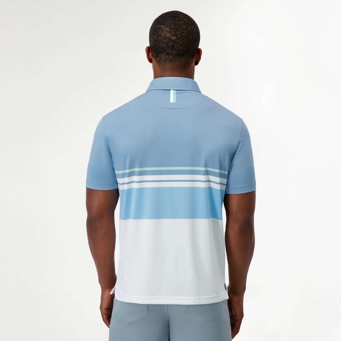 The Emmet Block | Performance Polo | The Emmet Block - White/Cadet Blue
