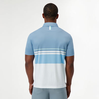 The Emmet Block | Performance Polo | The Emmet Block - White/Cadet Blue