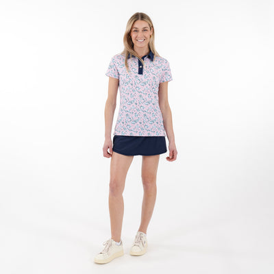 Fleur Performance Polo | The Fleur - White/Dogwood Pink