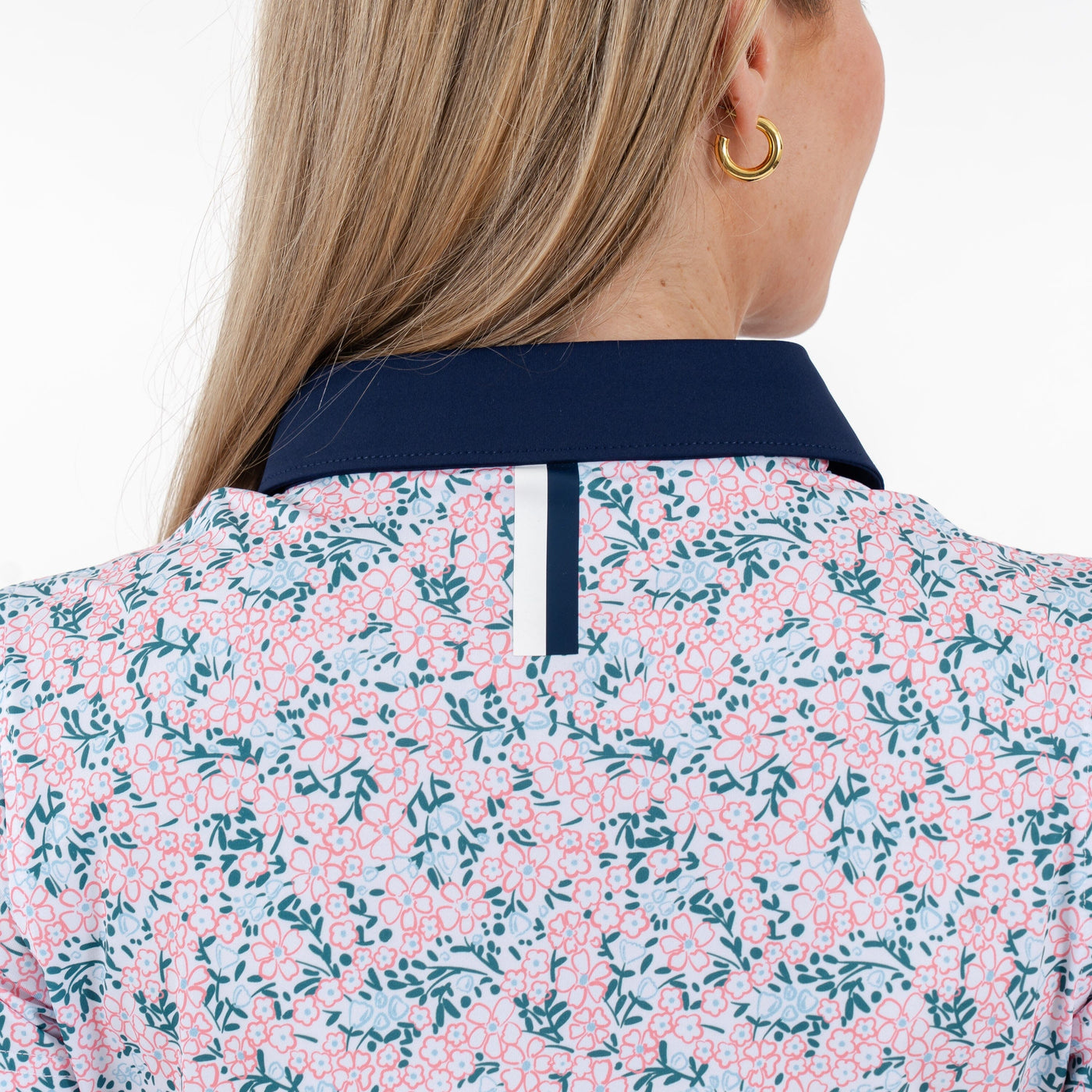 Fleur Performance Polo | The Fleur - White/Dogwood Pink