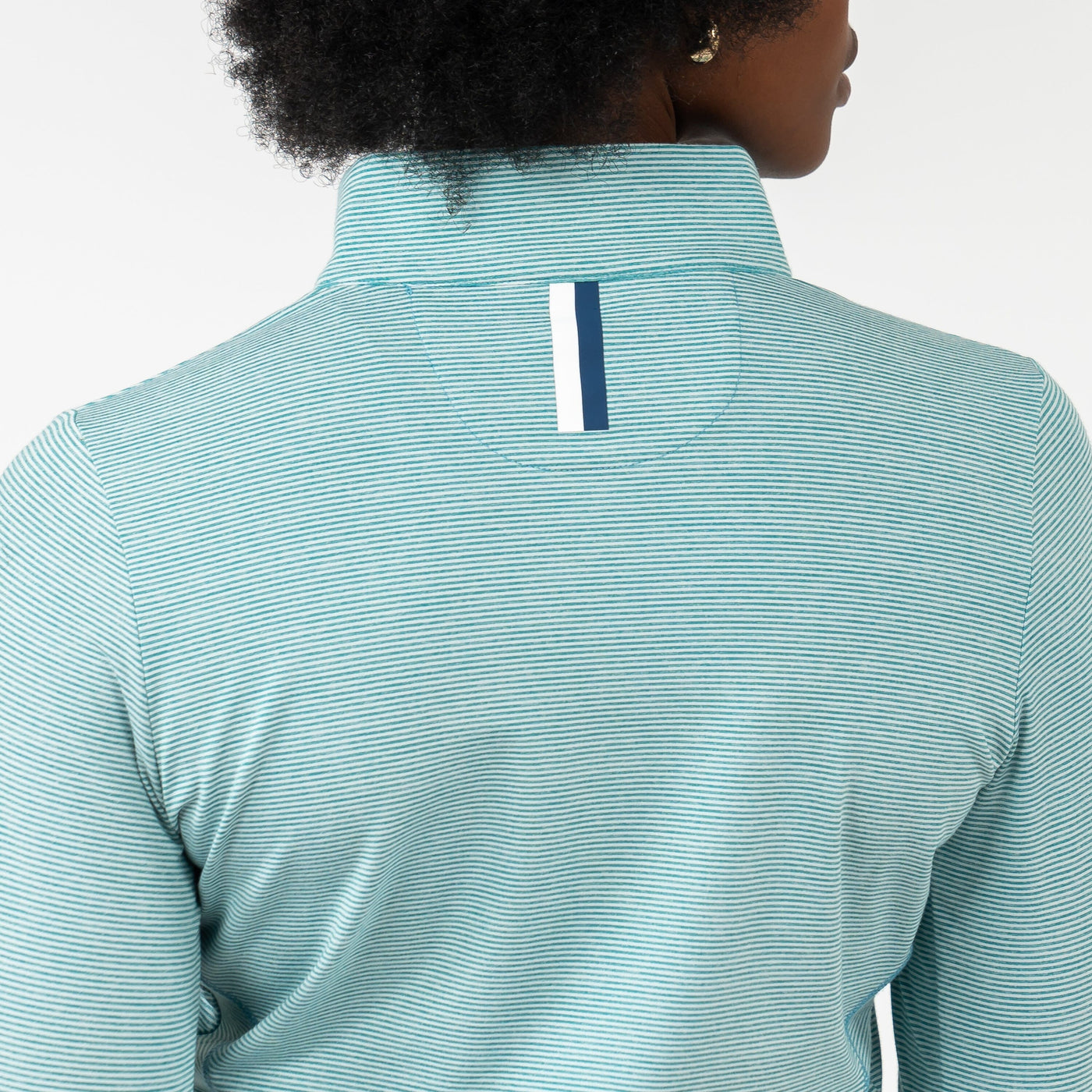 The Riva Heather Stripe Performance Q-Zip | The Riva Heather Stripe - Daisy Green/White - The Daisy