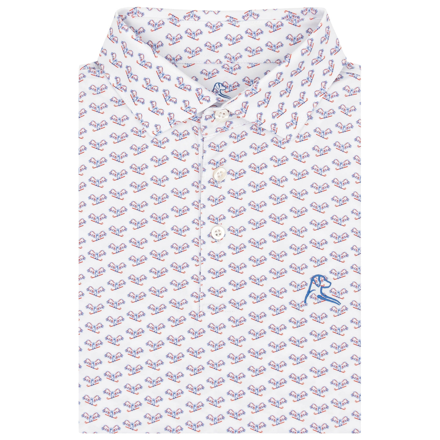 The Free Birdie | Performance Polo | The Free Birdie - White/Classic Red - USA