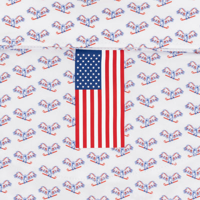 The Free Birdie | Performance Polo | The Free Birdie - White/Classic Red - USA