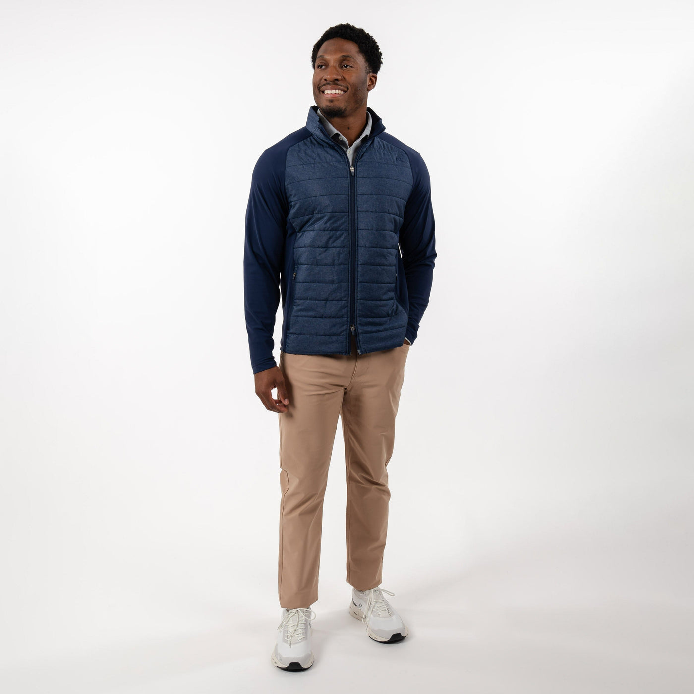 Fulton Hybrid Jacket | Heather - Fleet Navy/White