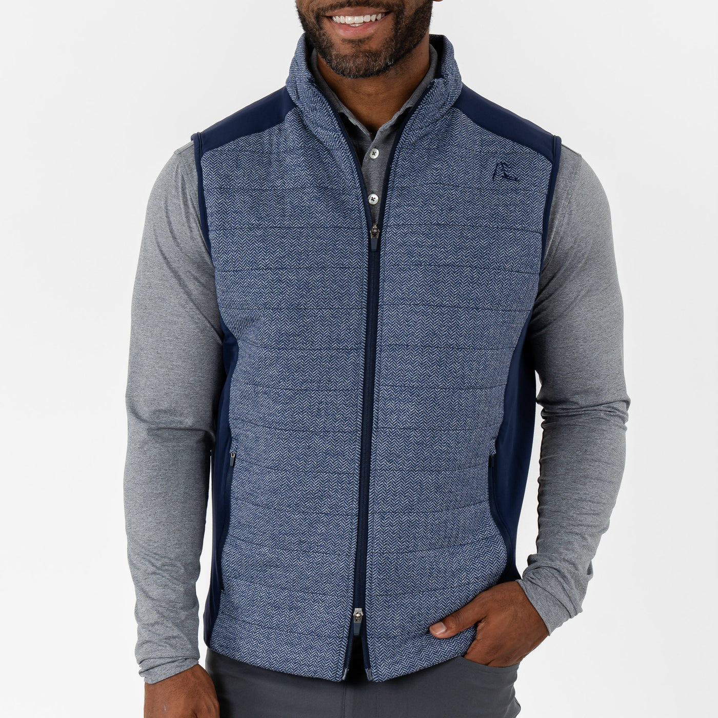 Fulton Performance Vest | The Herringbone - Fleet Navy/White