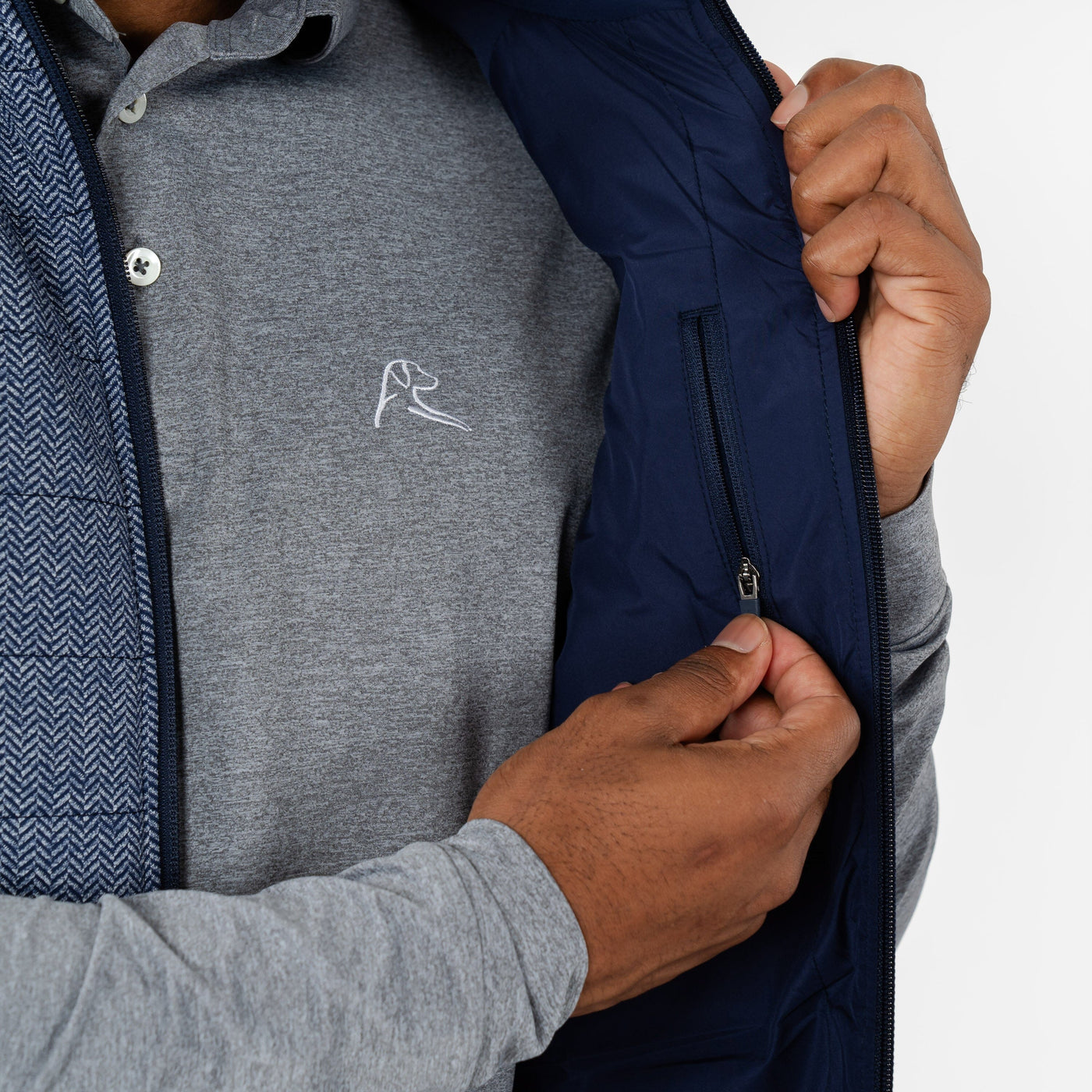 Fulton Performance Vest | The Herringbone - Fleet Navy/White